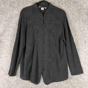 French Rags Cardigan Sweater Womens 2 Medium Black Jacquard Knit Artsy USA Made